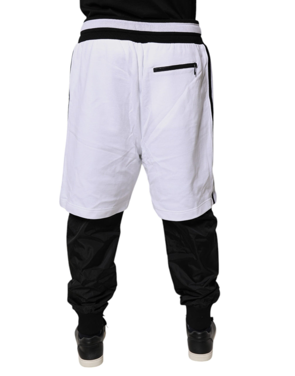 Dolce & Gabbana Black White Cotton Layered Sweatpants Pants - Eljoys Fashion 