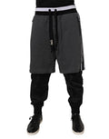 Dolce & Gabbana Black Gray Cotton Layered Men Sweatpants Pants - Eljoys Fashion 