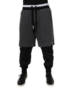 Dolce & Gabbana Black Gray Cotton Layered Men Sweatpants Pants - Eljoys Fashion 
