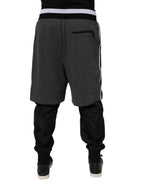 Dolce & Gabbana Black Gray Cotton Layered Men Sweatpants Pants - Eljoys Fashion 