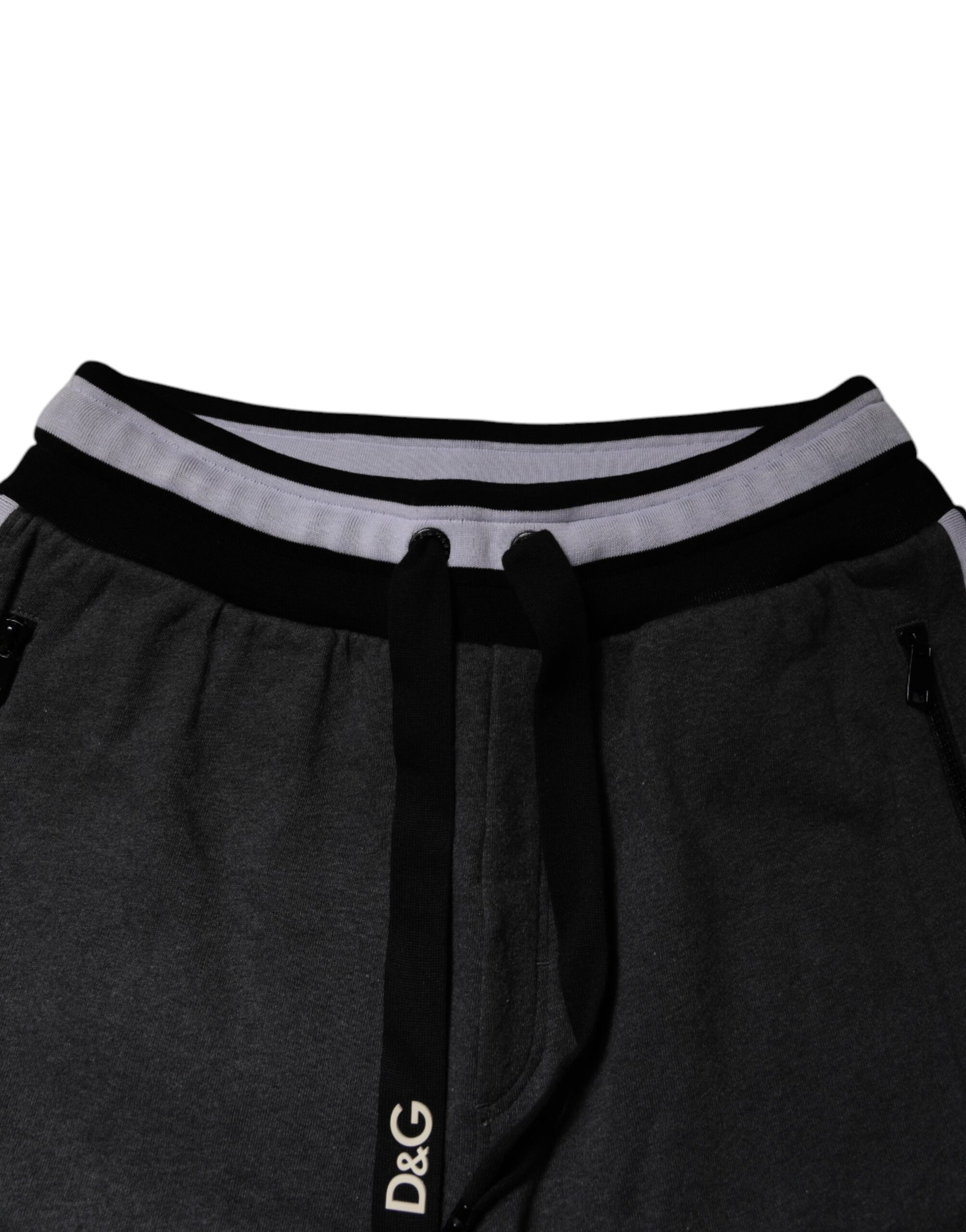 Dolce & Gabbana Black Gray Cotton Layered Men Sweatpants Pants Dolce & Gabbana