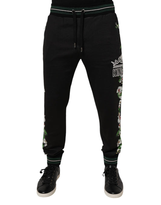 Dolce & Gabbana Black Floral King Men Jogger Sweatpants Pants Dolce & Gabbana