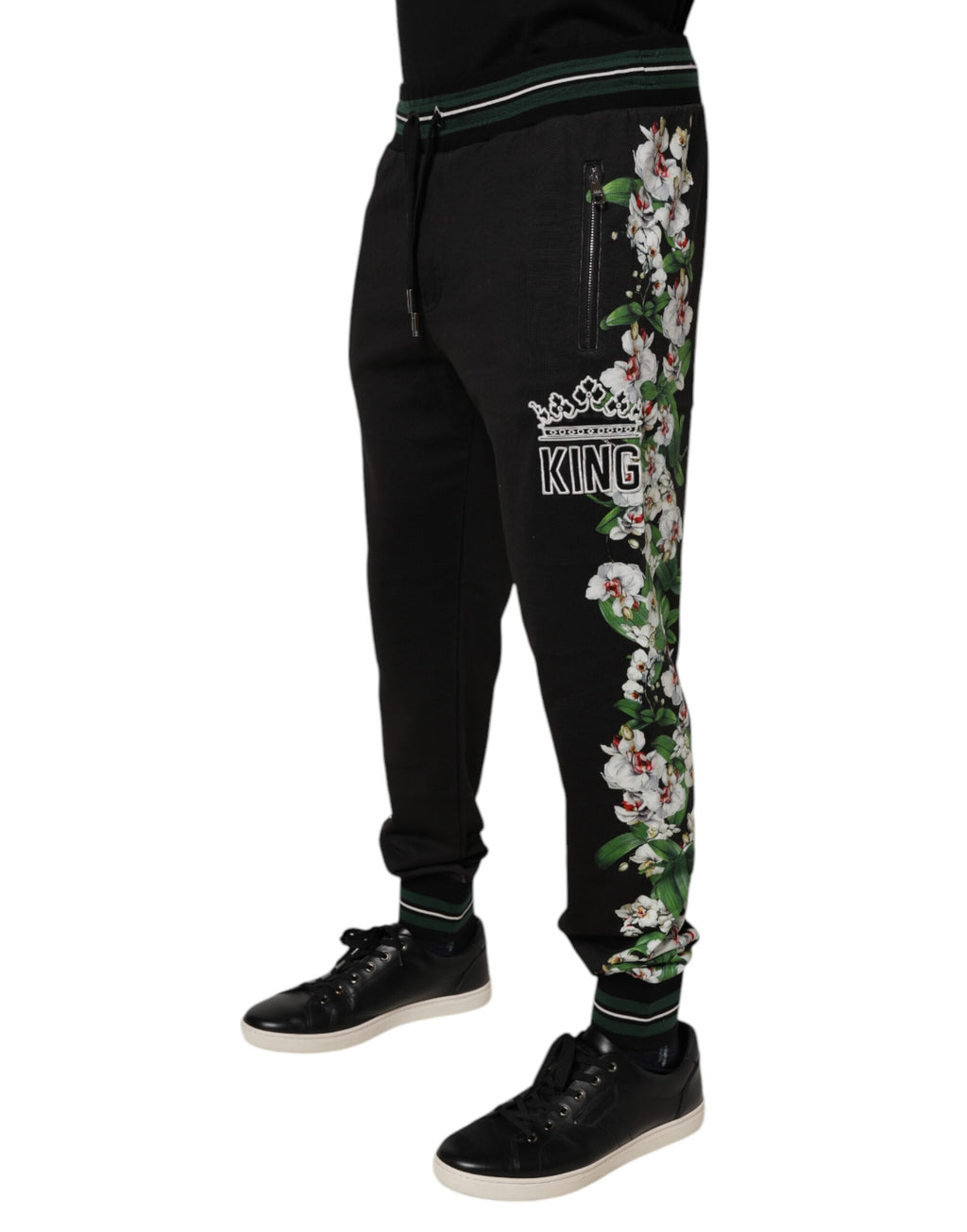 Dolce & Gabbana Black Floral King Men Jogger Sweatpants Pants - Eljoys Fashion 