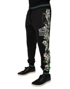 Dolce & Gabbana Black Floral King Men Jogger Sweatpants Pants - Eljoys Fashion 
