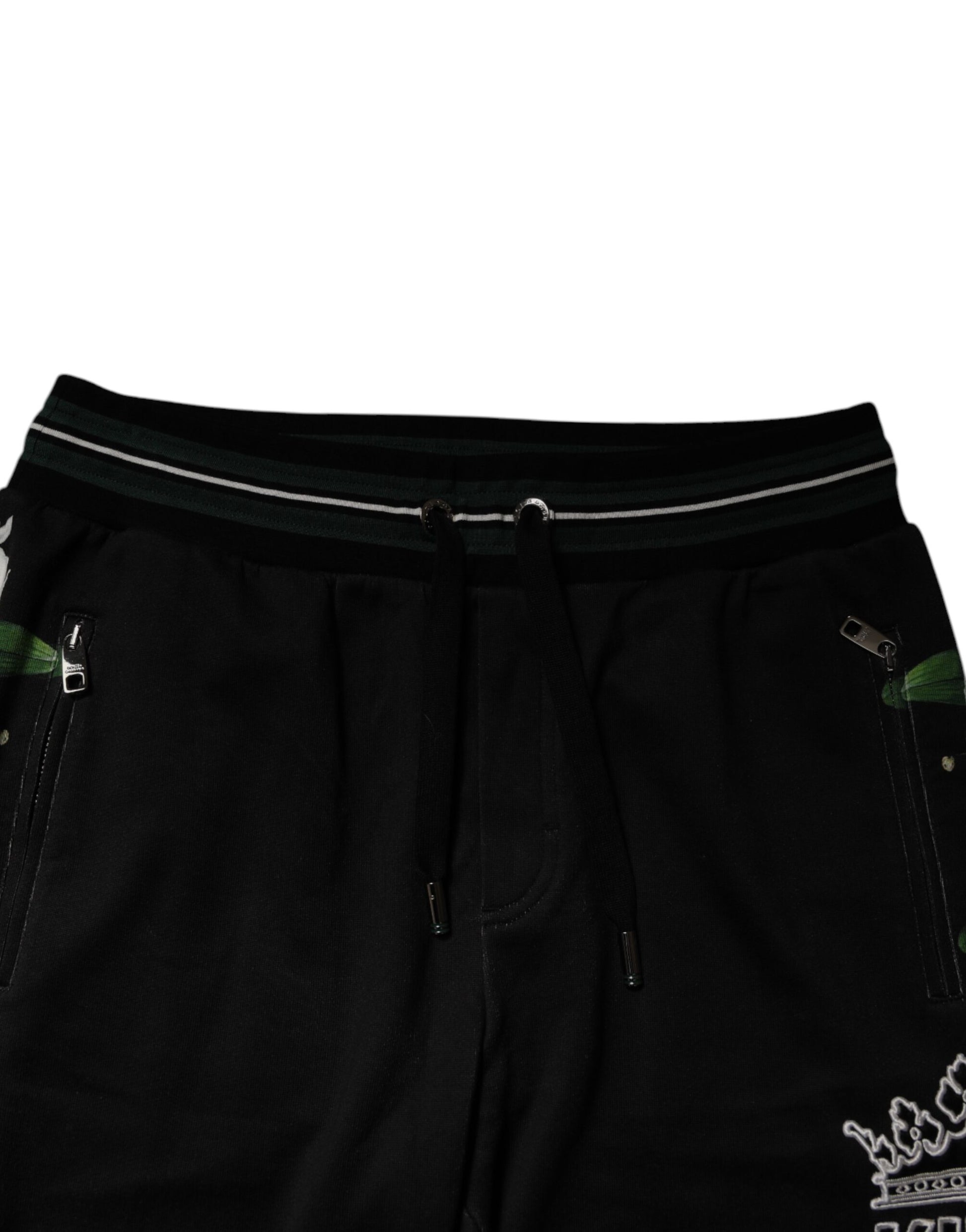 Dolce & Gabbana Black Floral King Men Jogger Sweatpants Pants Dolce & Gabbana