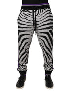 Dolce & Gabbana Black White Zebra Men Jogger Sweatpants Pants - Eljoys Fashion 