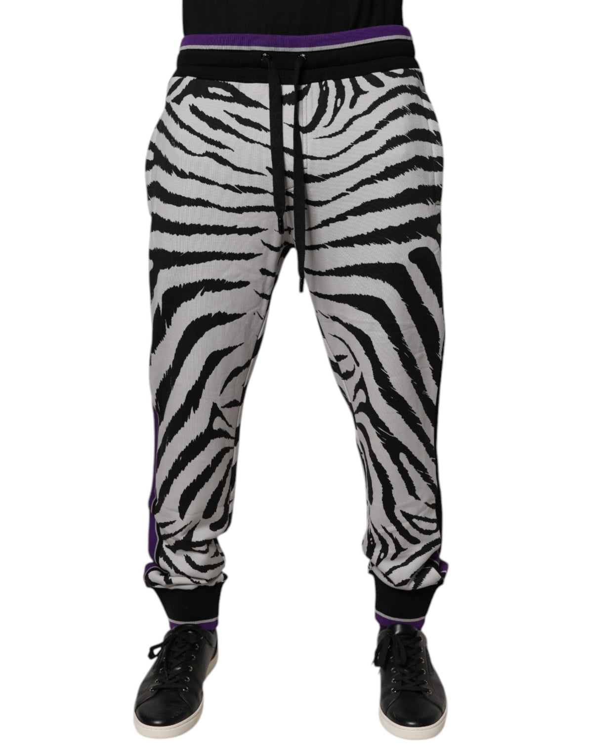 Dolce & Gabbana Black White Zebra Men Jogger Sweatpants Pants - Eljoys Fashion 