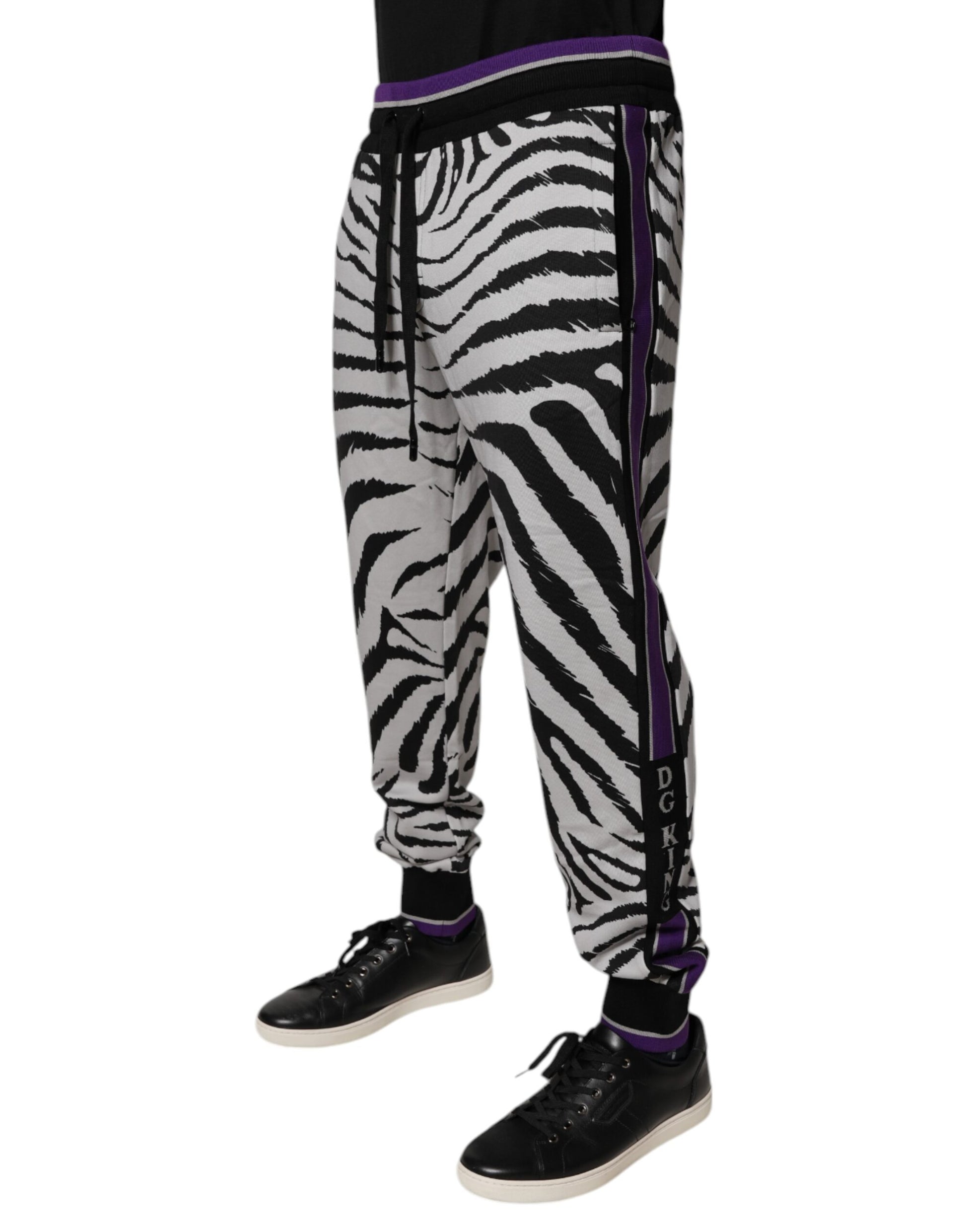 Dolce & Gabbana Black White Zebra Men Jogger Sweatpants Pants Dolce & Gabbana