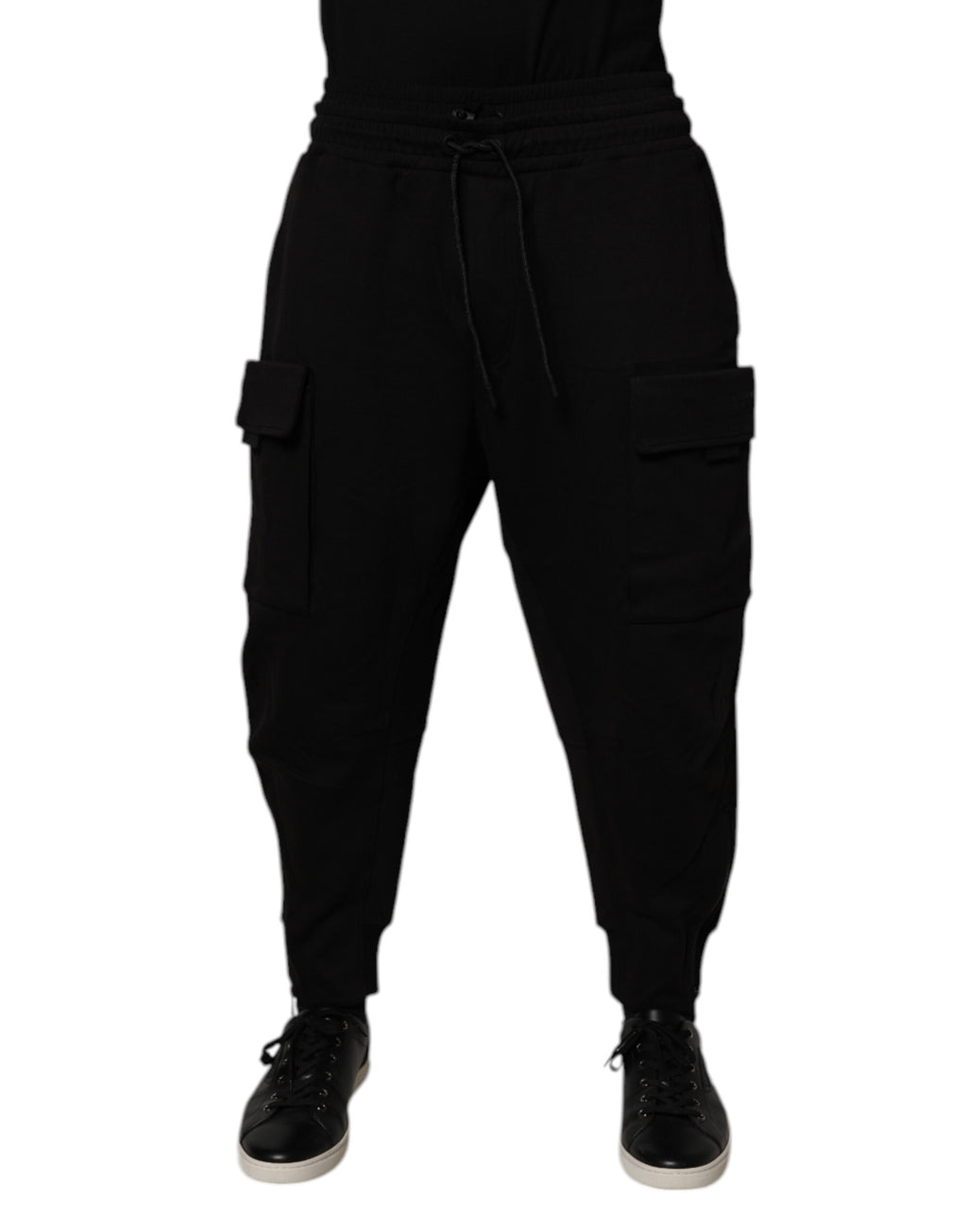 Dolce & Gabbana Black Cotton Men Cargo Jogger Sweatpants Pants - Eljoys Fashion 