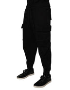 Dolce & Gabbana Black Cotton Men Cargo Jogger Sweatpants Pants - Eljoys Fashion 