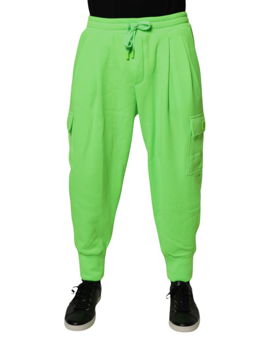 Dolce & Gabbana Neon Green Cargo Jogger Men Sweatpants Pants Dolce & Gabbana