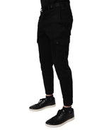 Dolce & Gabbana Black Cotton Stretch Skinny Cargo Denim Jeans
