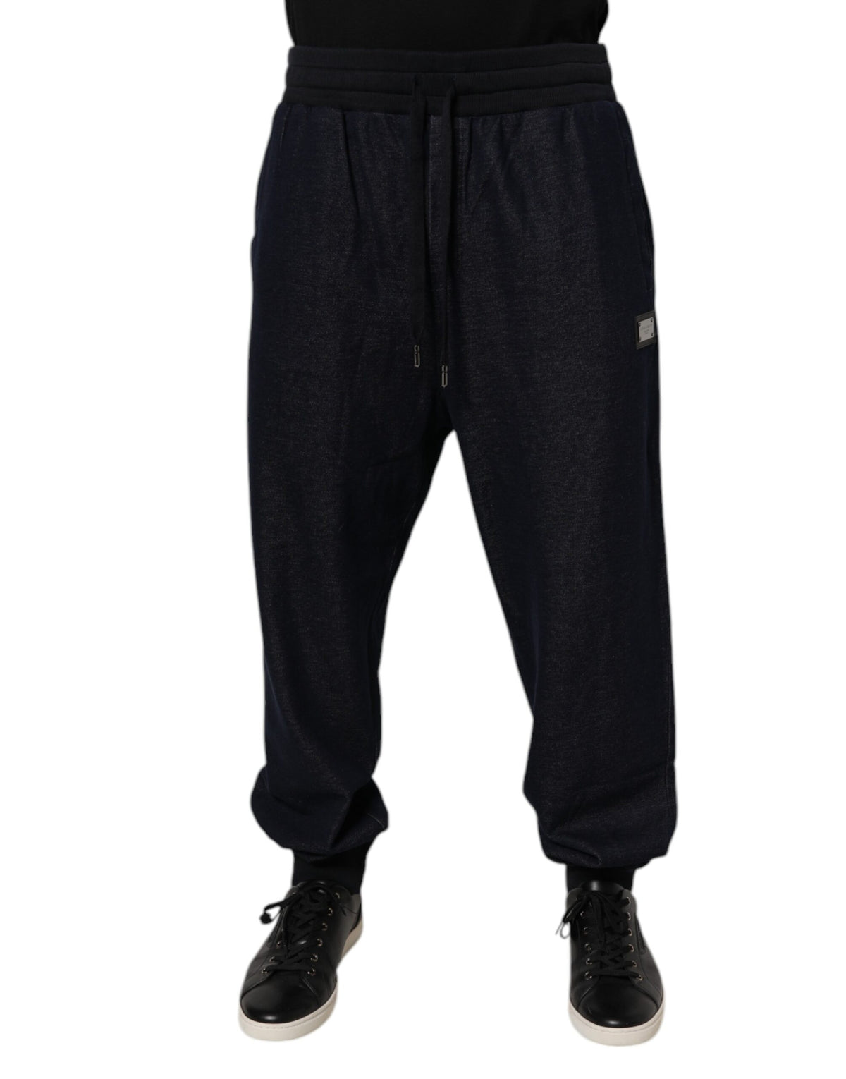 Dolce & Gabbana Black Jacquard Cotton Jogger Sweatpants Pants - Eljoys Fashion 