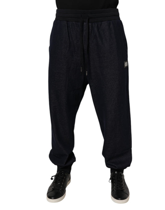 Dolce & Gabbana Black Jacquard Cotton Jogger Sweatpants Pants Dolce & Gabbana