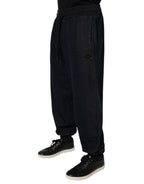 Dolce & Gabbana Black Jacquard Cotton Jogger Sweatpants Pants - Eljoys Fashion 