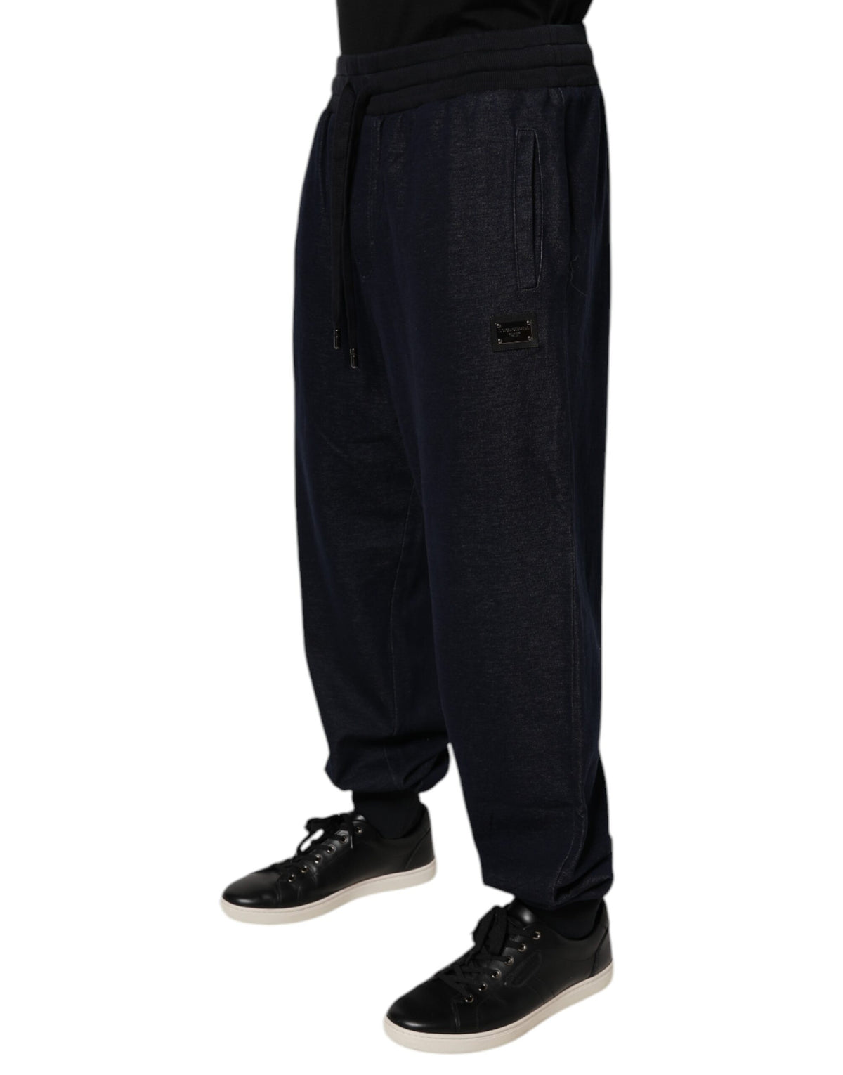 Dolce & Gabbana Black Jacquard Cotton Jogger Sweatpants Pants - Eljoys Fashion 
