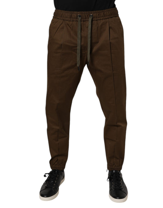 Dolce & Gabbana Brown Cotton Stretch Jogger Sweatpants Pants Dolce & Gabbana