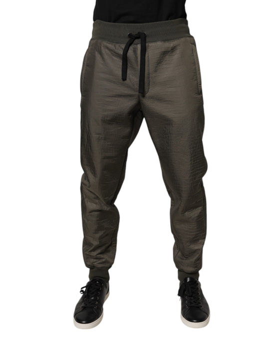 Dolce & Gabbana Brown Lambskin Leather Men Sweatpants Pants Dolce & Gabbana