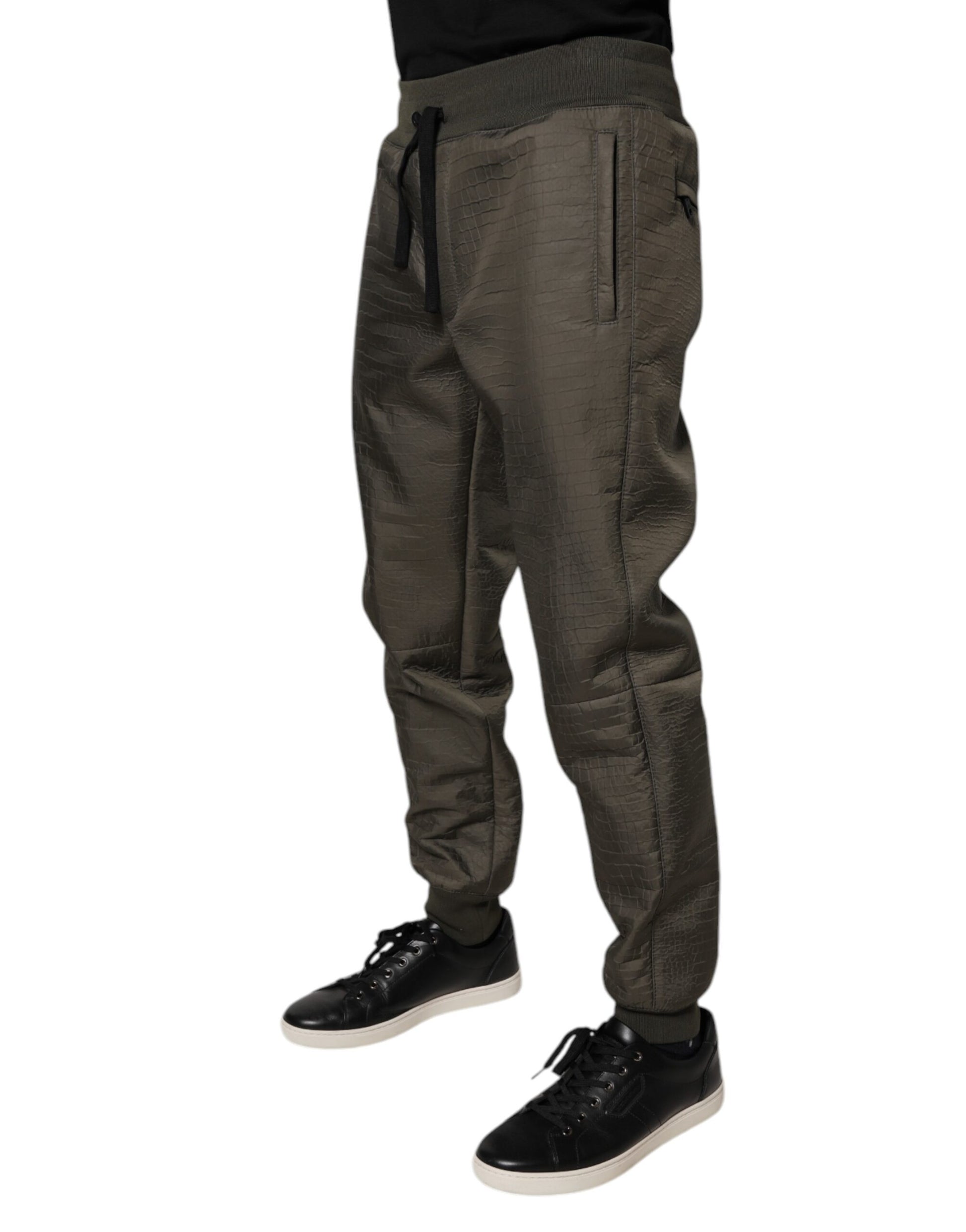 Dolce & Gabbana Brown Lambskin Leather Men Sweatpants Pants Dolce & Gabbana