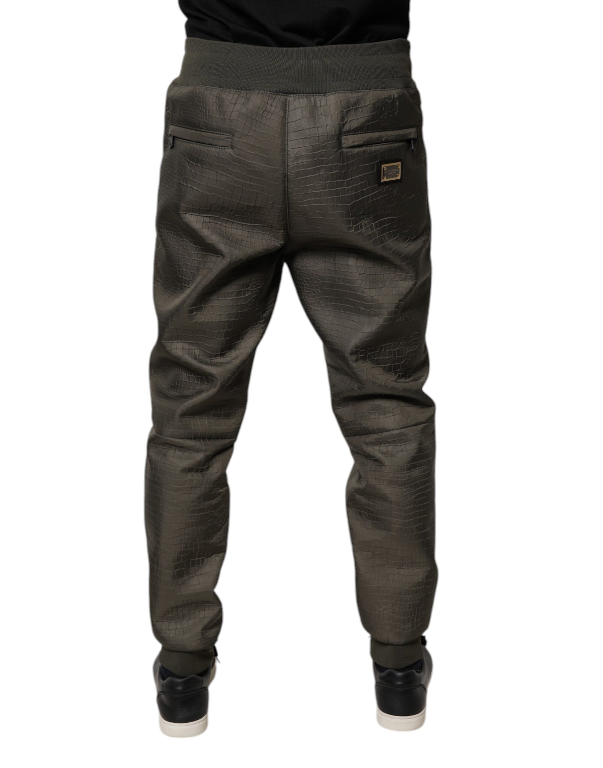 Dolce & Gabbana Brown Lambskin Leather Men Sweatpants Pants Dolce & Gabbana