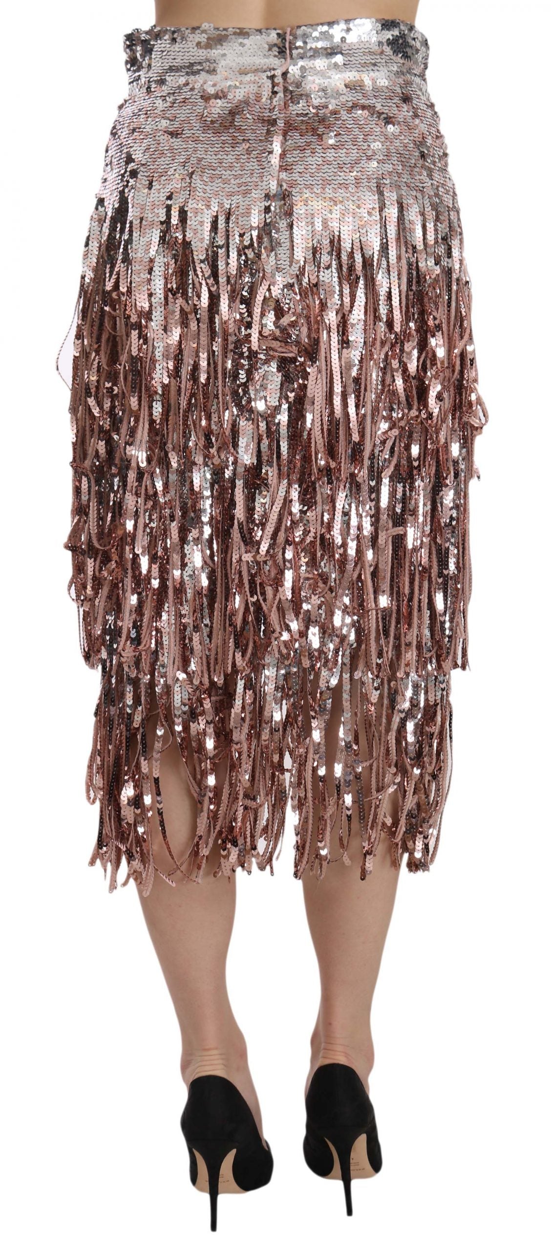 Dolce & Gabbana Sequin Embellished Fringe Midi Pencil Skirt Dolce & Gabbana
