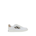 Burberry white calf leather Bos Taurus low top sneakers with sleek design and subtle branding, perfect for casual wear.