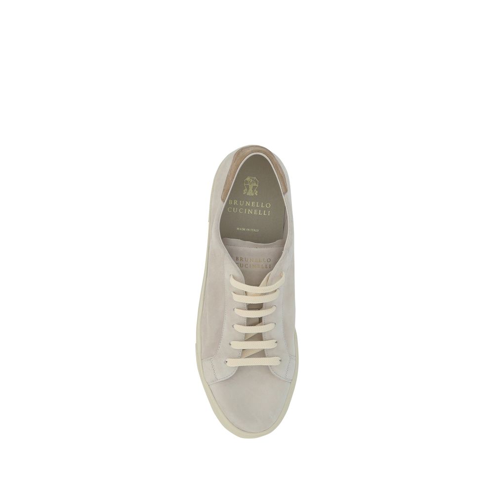 Brunello Cucinelli Cream White Leather Sneakers Brunello Cucinelli
