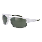 Timberland white plastic sunglasses with rectangular frames and tinted lenses, stylish outdoor eyewear.