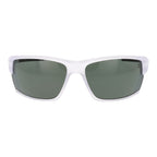 Timberland white plastic sunglasses with rectangular frames and polarized lenses, stylish and lightweight for everyday wear.