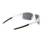 Timberland white plastic sunglasses with rectangular frames and dark lenses on a white background.