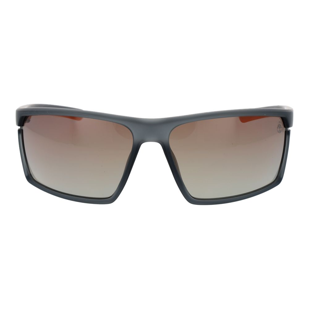 Timberland gray plastic sunglasses with rounded frames and dark lenses, stylish and lightweight for casual wear.