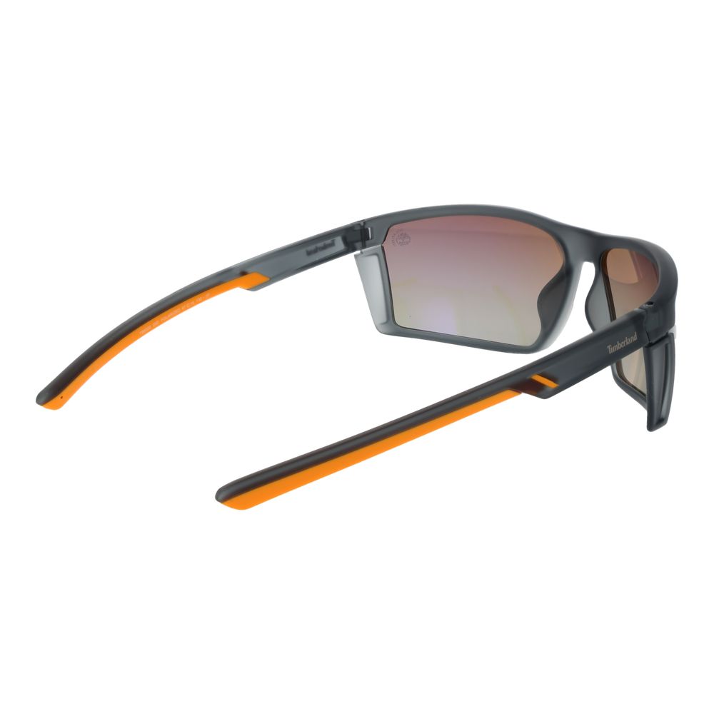 Timberland gray plastic sunglasses with rounded frames and dark tinted lenses, stylish eyewear for everyday wear