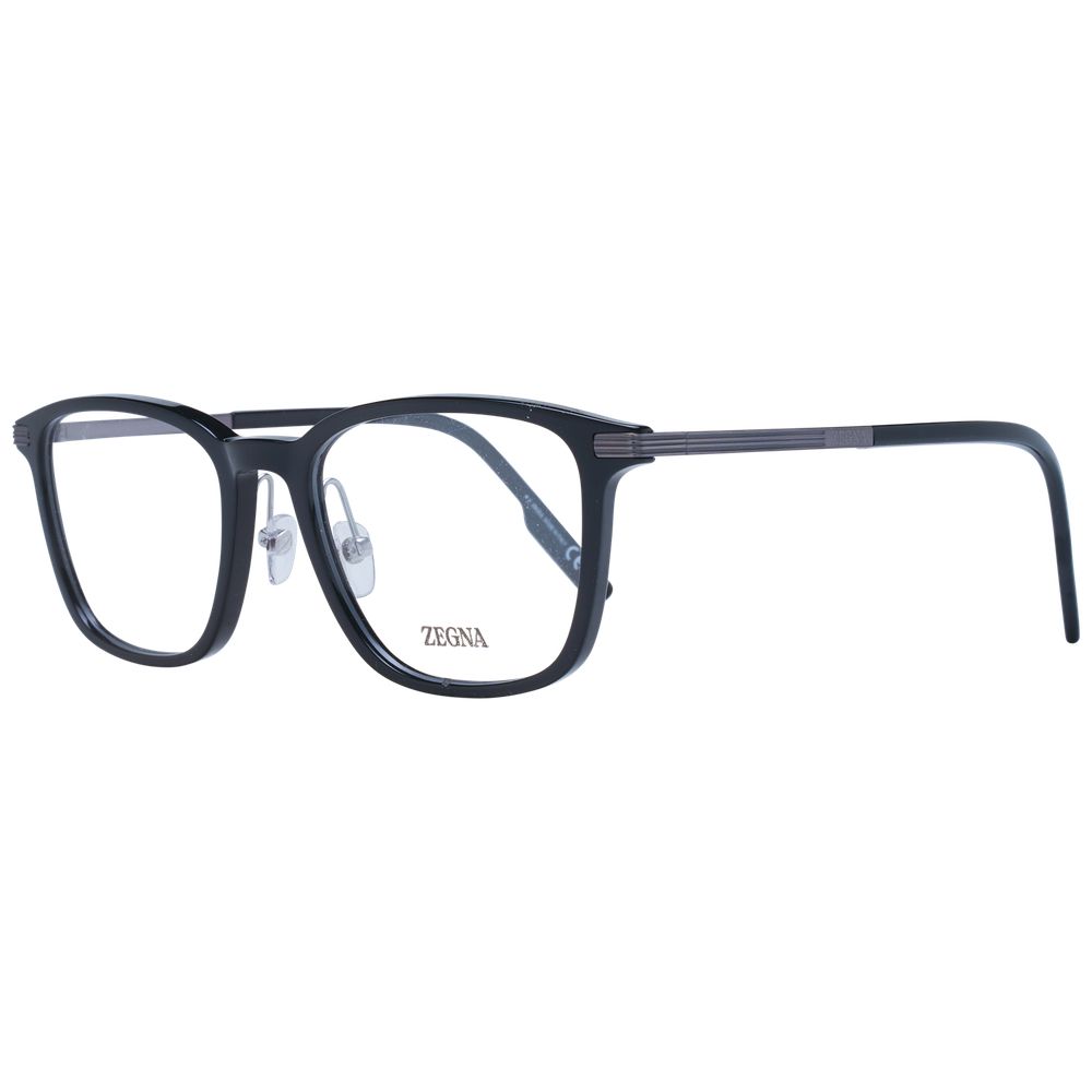 Ermenegildo Zegna Black Plastic & Titanium Glasses Frames
