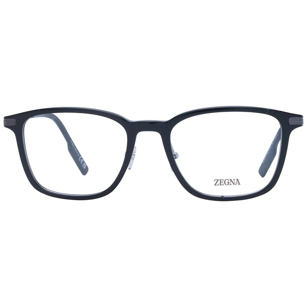Ermenegildo Zegna Black Plastic & Titanium Glasses Frames