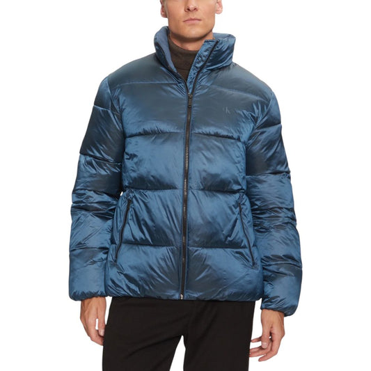 Calvin Klein Jeans Blue Recycled Polyamide Jackets & Coat Calvin Klein Jeans