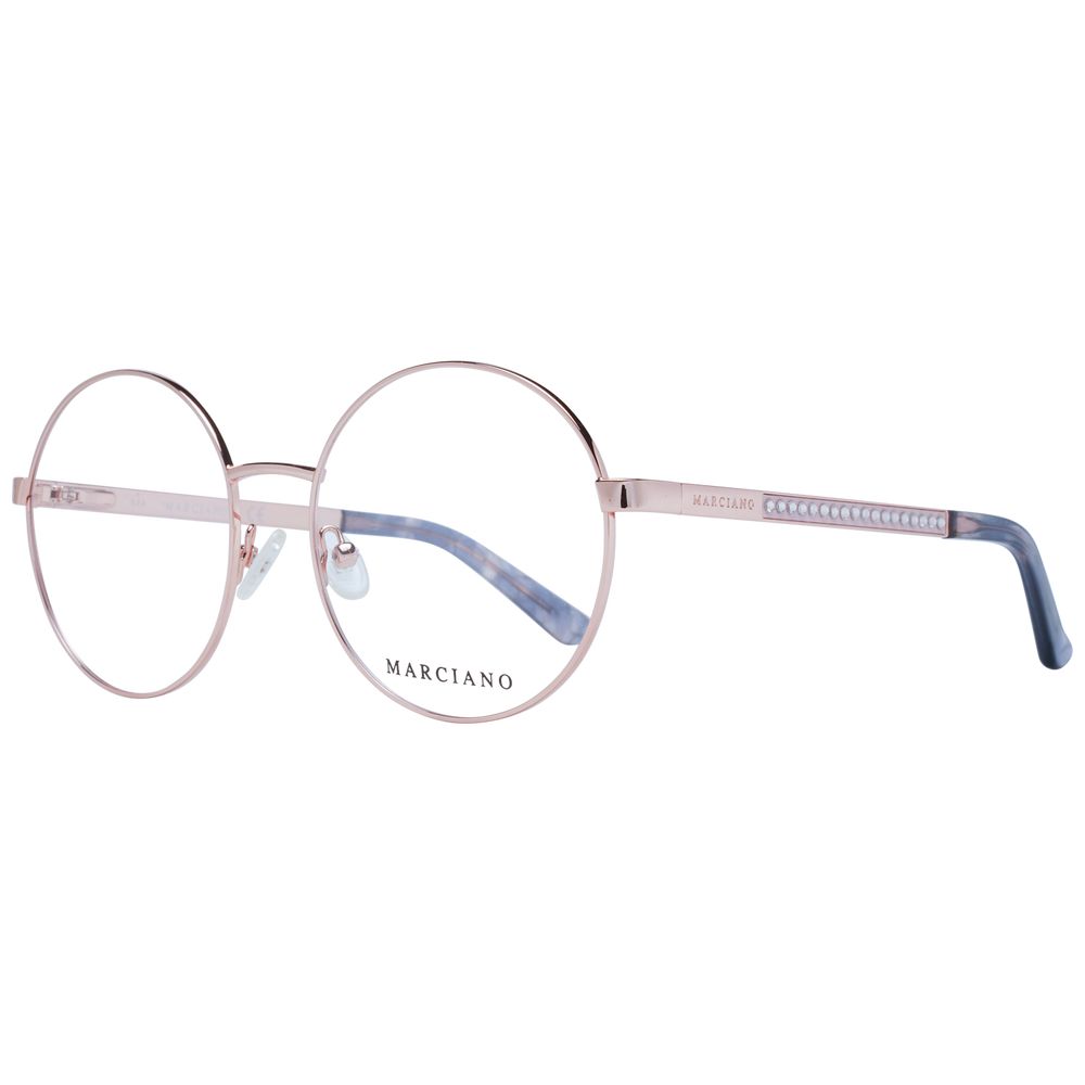 Rose gold metal glasses frames from Marciano by Guess, stylish eyewear with clear glass lenses and sleek design.