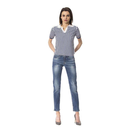Frankie Morello Blue Other Fibres Women Jeans Frankie Morello