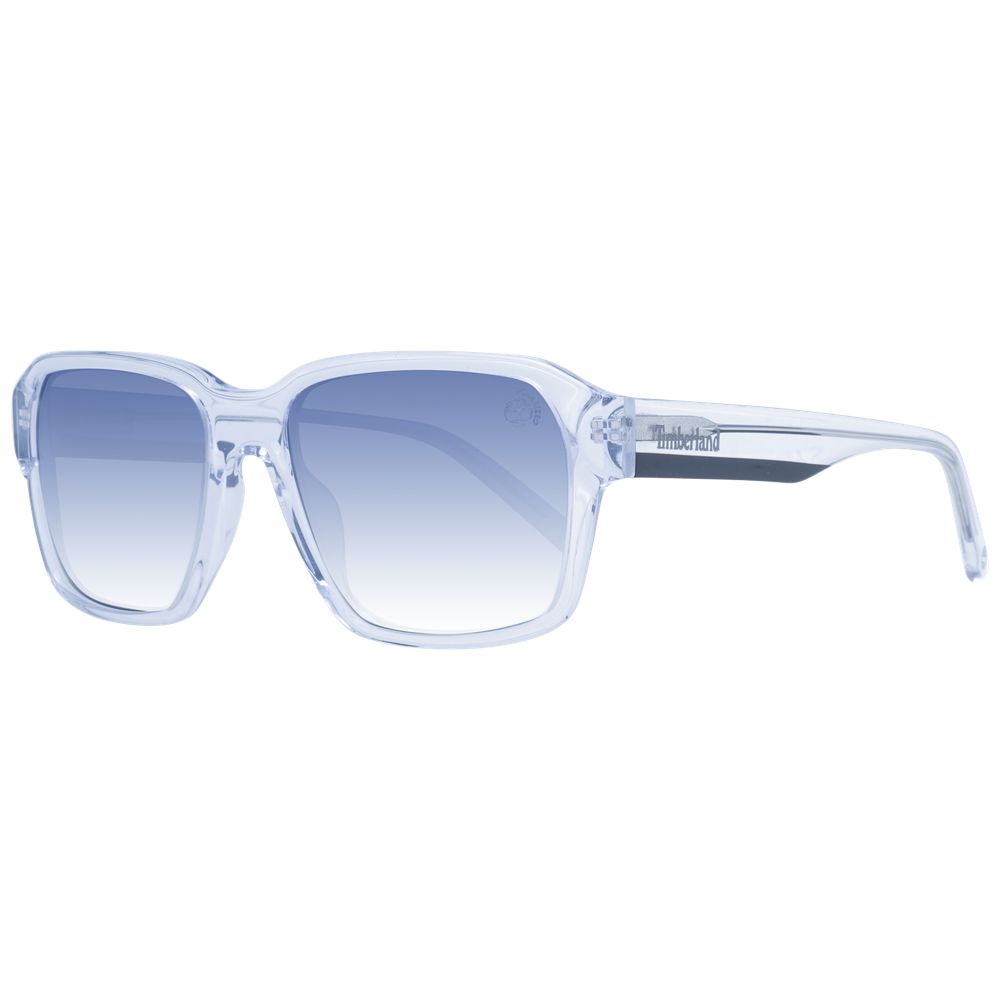 Timberland transparent acetate sunglasses with clear frames and dark tinted lenses, stylish eyewear for sun protection.