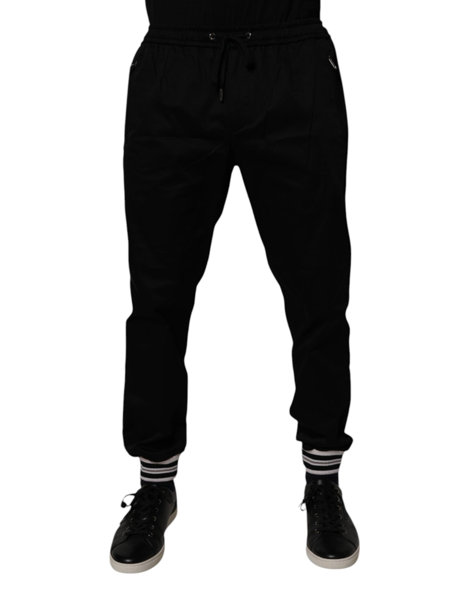 Dolce & Gabbana Black Cotton Stretch Jogger Sweatpants Pants Dolce & Gabbana