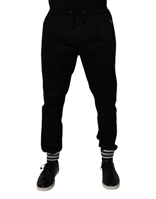 Dolce & Gabbana Black Cotton Stretch Jogger Sweatpants Pants Dolce & Gabbana