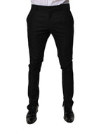 Dolce & Gabbana Black Virgin Wool MenSkinny Dress Formal Pants - Eljoys Fashion 