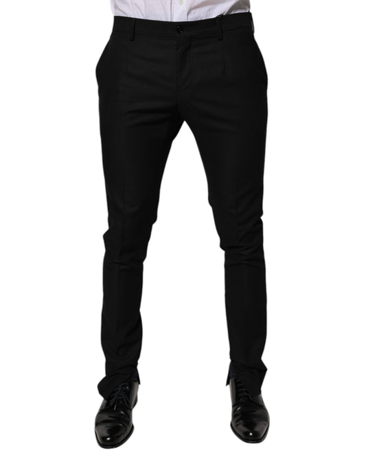 Dolce & Gabbana Black Virgin Wool MenSkinny Dress Formal Pants Dolce & Gabbana