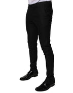 Dolce & Gabbana Black Virgin Wool MenSkinny Dress Formal Pants - Eljoys Fashion 