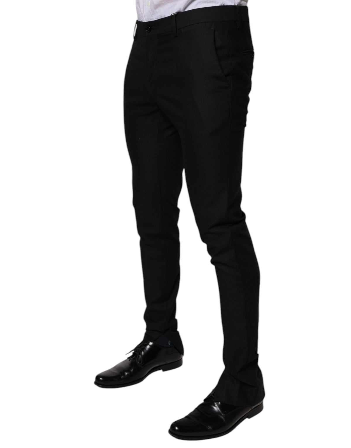 Dolce & Gabbana Black Virgin Wool MenSkinny Dress Formal Pants - Eljoys Fashion 