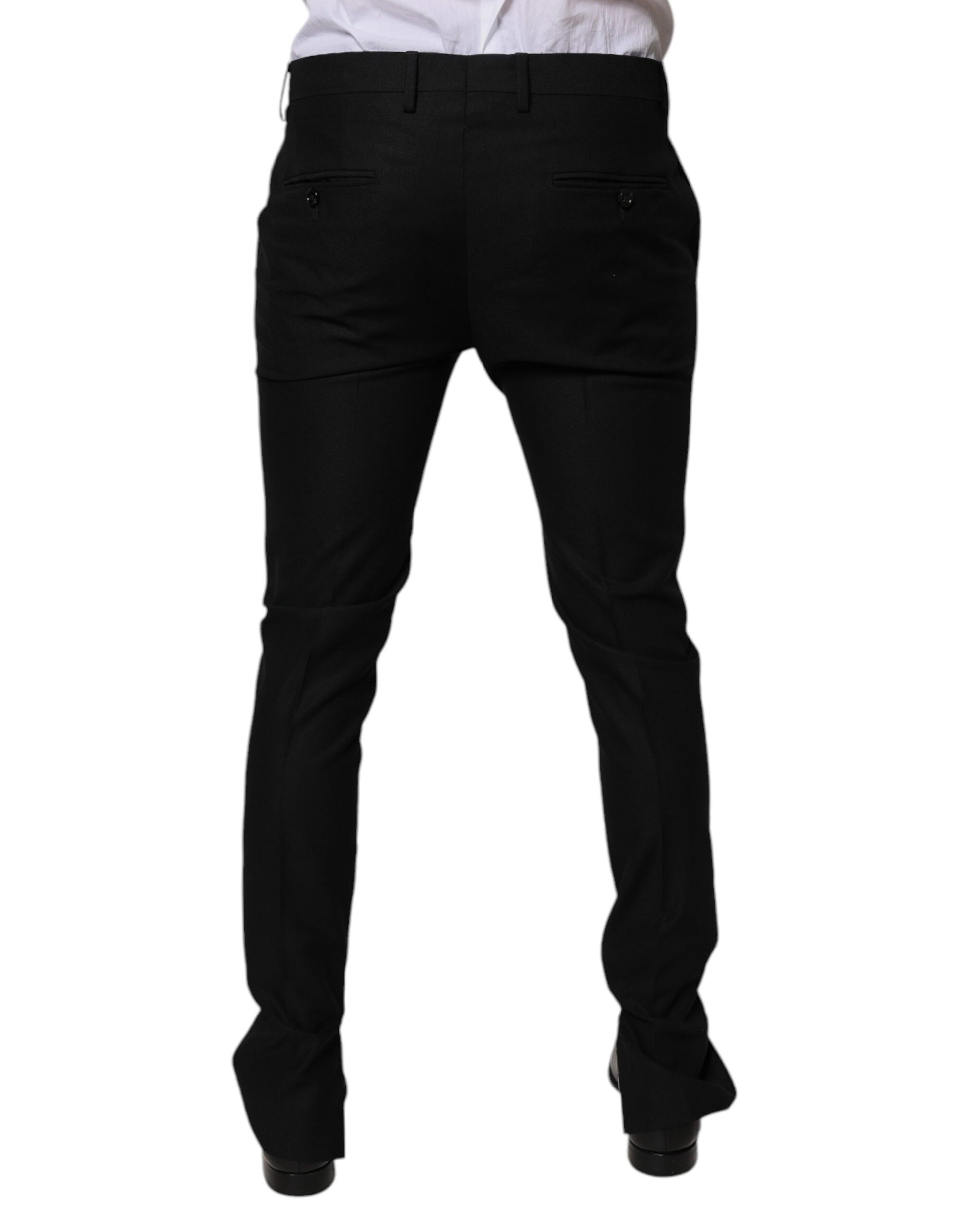Dolce & Gabbana Black Virgin Wool MenSkinny Dress Formal Pants Dolce & Gabbana