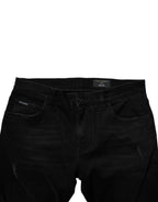 Dolce & Gabbana Black Cotton Tattered Skinny Men Denim Jeans - Eljoys Fashion 