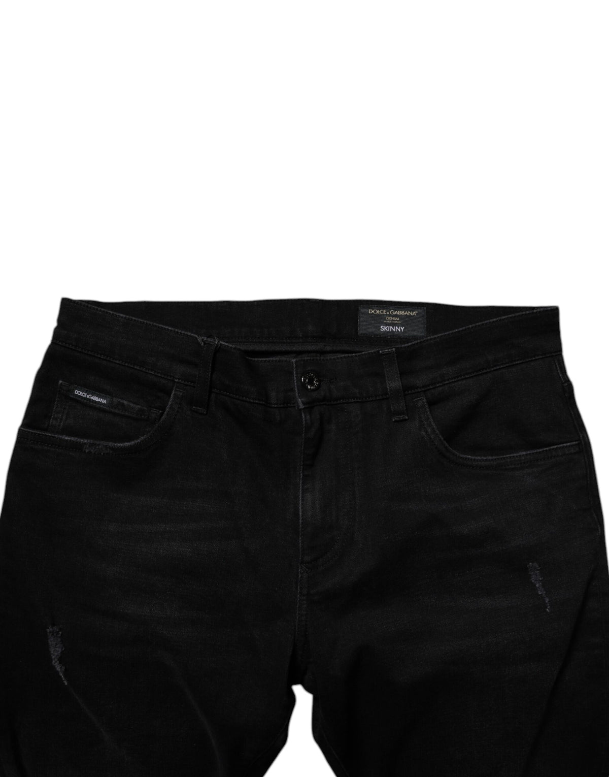 Dolce & Gabbana Black Cotton Tattered Skinny Men Denim Jeans - Eljoys Fashion 