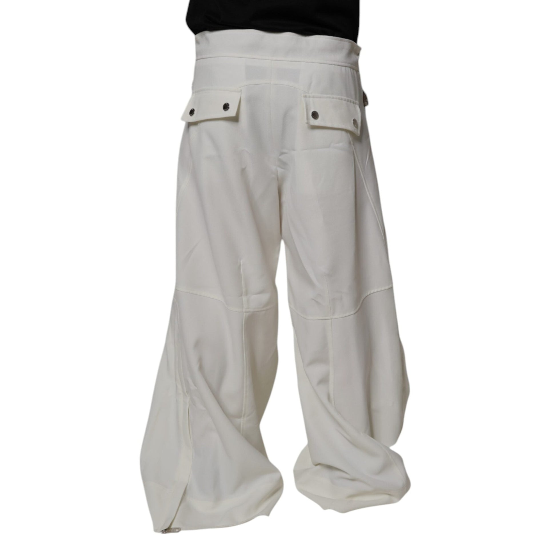 Dolce & Gabbana White Mid Waist Wide Leg Pants