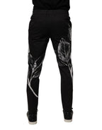 Dolce & Gabbana Black Cotton Floral Skinny Dress Pants - Eljoys Fashion 