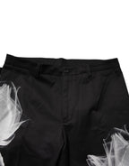 Dolce & Gabbana Black Cotton Floral Skinny Dress Pants - Eljoys Fashion 